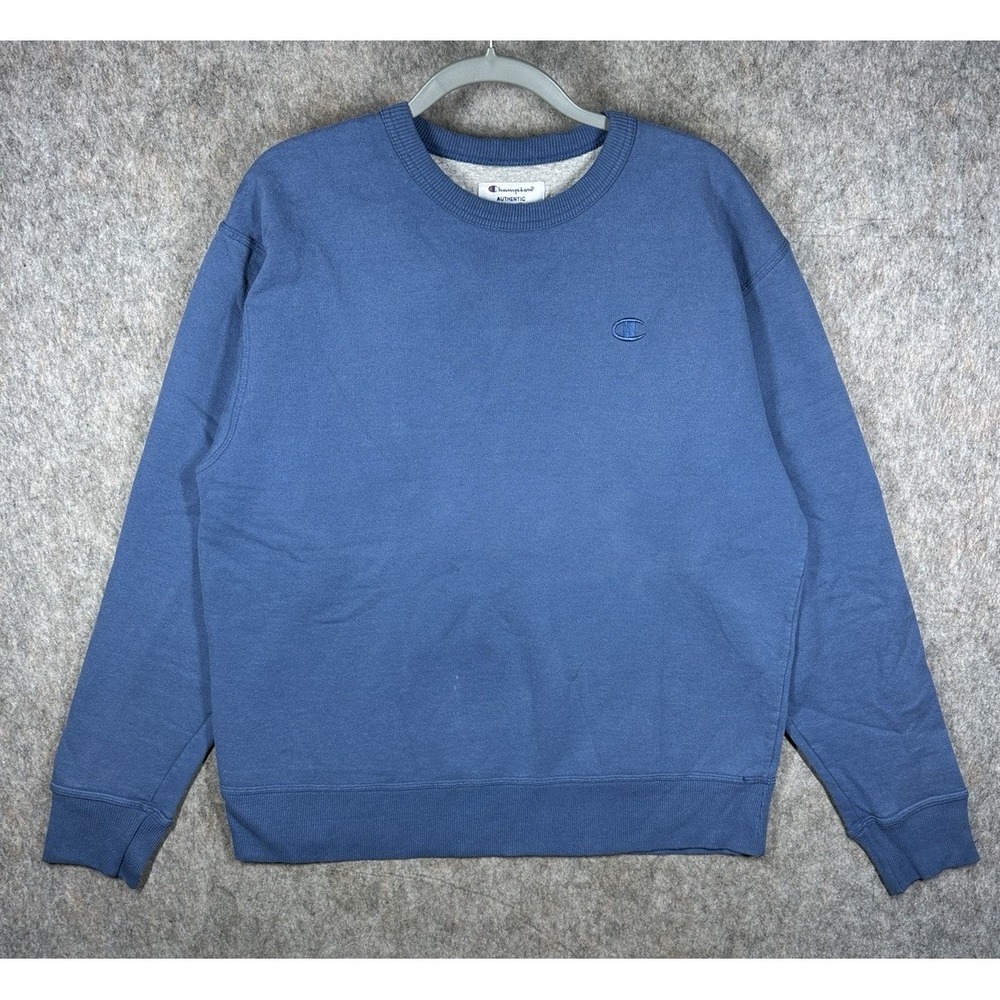 Vintage Y2K Champion Authentic Crewneck Sweatshirt Mens L Blue Tonal Logo